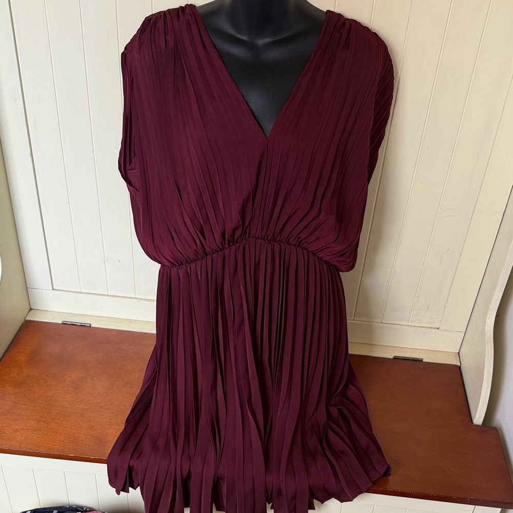 Express Burgundy V-Neck Dress